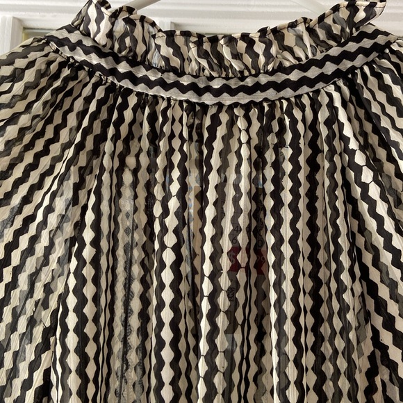 H&M Chevron Stripe Sheer Tunic Blouse, sz L black gray white - Picture 8 of 11